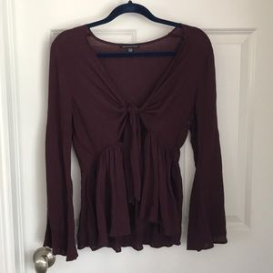 Deep Maroon Long Sleeve Blouse